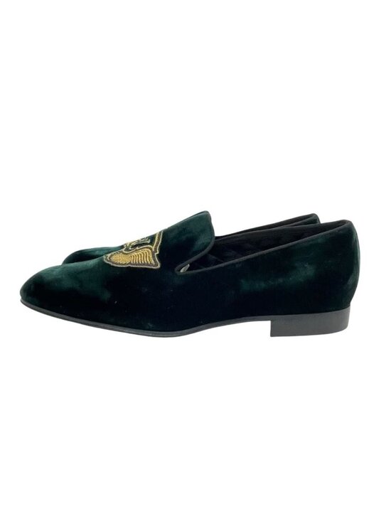 Louis Vuitton Loafers LV Logo Velour Embroidery Gold Thread Green 8.5 main image 3